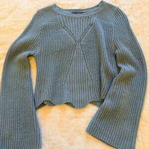 Blue Knit Wide Sleeve Sweater